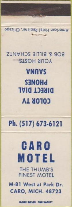 Caro Motel (Park Drive Inn) - Matchbook